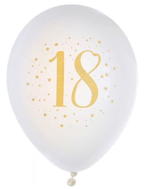 SANTEX 6571 18 Sachet De 8 Ballons Joyeux Anniversaire 18 Ans Blanc