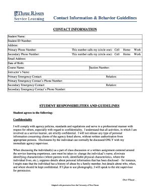 Fillable Online Trcc Commnet Contact Info And Guideline Form Trcc