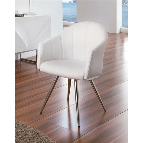 Dupen Swivel Chair Upholstered In White Ecoleather With Chrome Legs