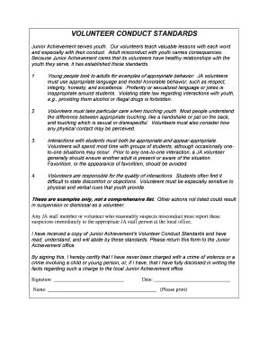 Fillable Online Jacentraliowa JA BizTown Conduct Standards Doc