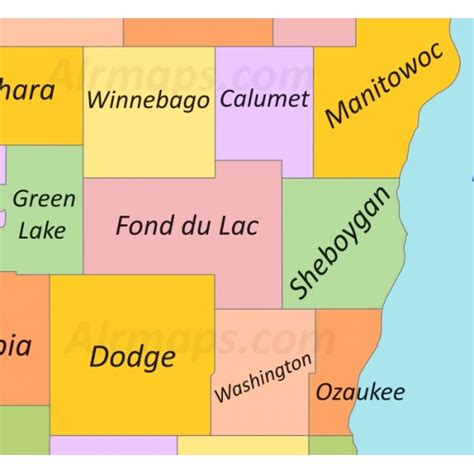 Buy Digital Map of Counties of Wisconsin - Wisconsin County Map