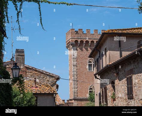 Embattled Tower of the Medieval Castle at the Entrance to the Village ...