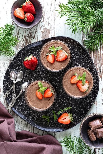 Free Photo Homemade Delicious Chocolate Mousse Or Panna Cotta With