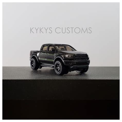 Hot Wheels Ford Ranger Raptor Black Custom Black W Grey Black Rims