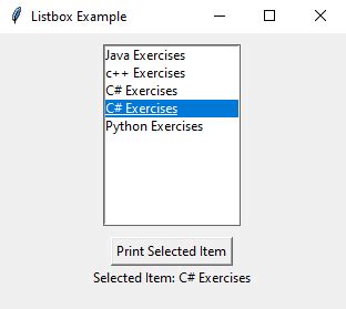 Python Tkinter Listbox Example With Event Handling