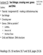 Lect15preview Pptx Lecture 15 Sex Linkage Crossing Over Genes And