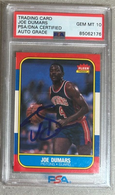 1986 Fleer Rookie HOF Joe Dumars Signed PSA DNA AUTO Grade 10 TOUGH EBay