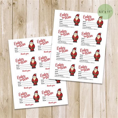 Printable Christmas Raffle Ticket Templates Santa Enter to Win Cards - Etsy