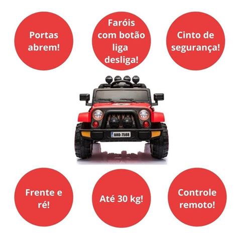 Mini Carro Infantil Elétrico Jipe Jeep Controle Remoto Luz Frete grátis