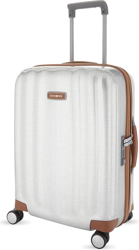 Samsonite Leather Lite Cube Dlx Four Wheel Spinner Suitcase 55cm In