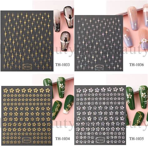 Laser Nail Sticker 3D Nail Art Decoration DIY Adhesive Slider Manicure