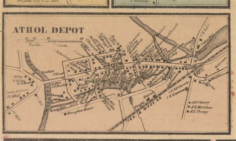 Athol Depot Massachusetts 1857 Old Town Map Custom Print Worcester