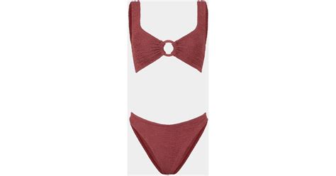 Hunza G Julia Bikini With Tonal Hoops In Red Lyst UK