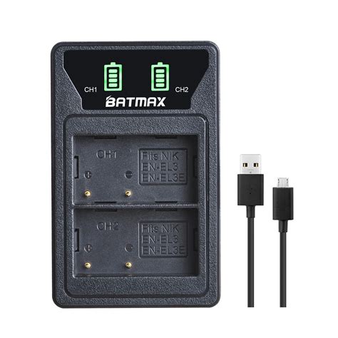 Cargador De Batería Usb Doble Led Incorporado Para Cámara Nikon En