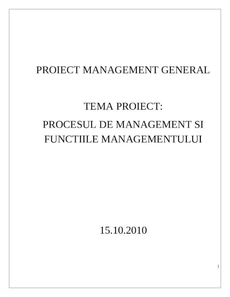 DOC Procesul De Management Si Functiile Managementului DOKUMEN TIPS