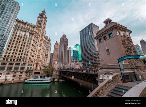 Early Morning View Of The Dusable Bridge Across The Main Stem Of The