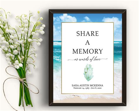 Funeral Share A Memory Sign Printable Celebration Of Life Etsy