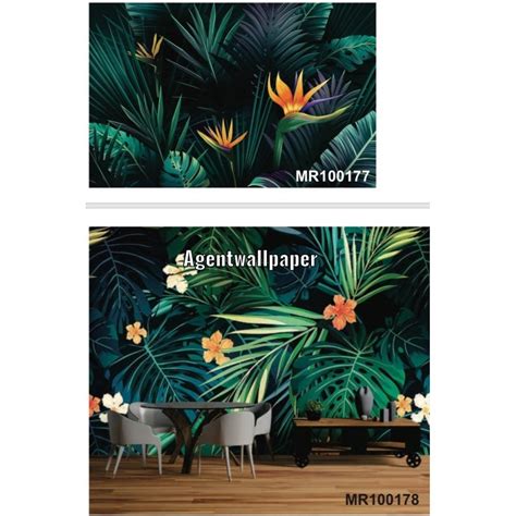 Jual Photowall Mural Wallpaper Dinding Mural Daun Hijau Monstera 3D