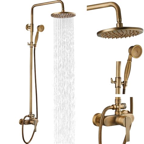 Buy Airuida Antique Brass Exposed Pipe Shower System Shower Fixture