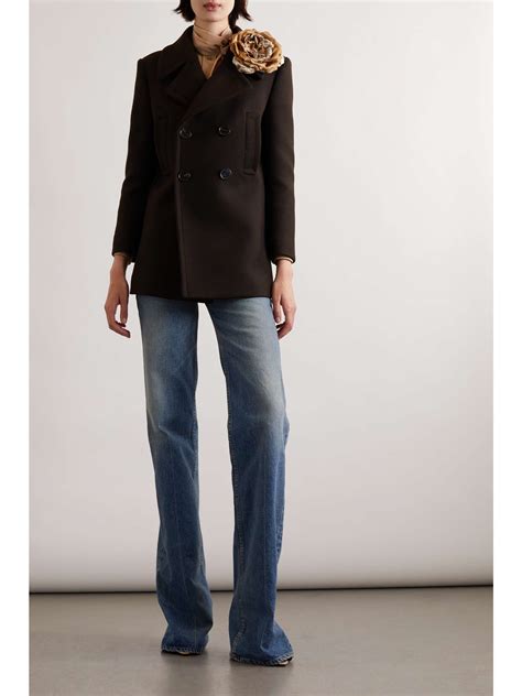 Saint Laurent Double Breasted Wool Blend Coat Net A Porter