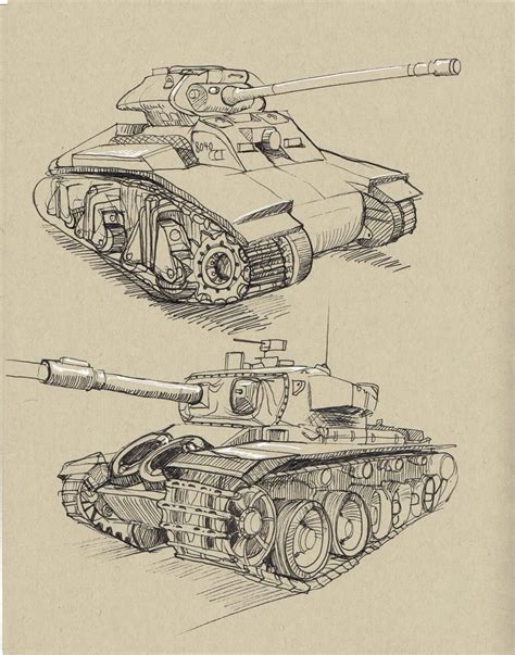 Sketch Army Tank Drawing