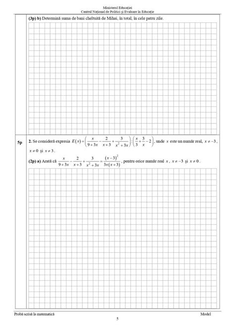 Galerie Foto Model De Subiect La Matematic Pentru Evaluarea