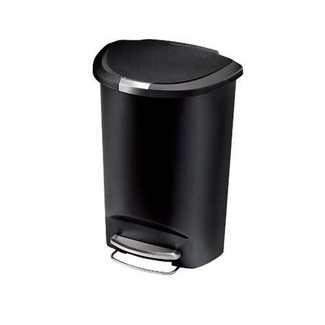 Cos De Gunoi Cu Pedala Semi Rotund L Plastic Negru Simplehuman