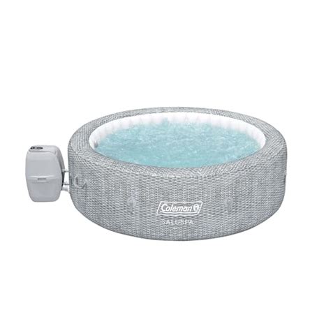 Coleman SaluSpa Sicily AirJet Inflatable Hot Tub Gray Wicker Print Peach Frog