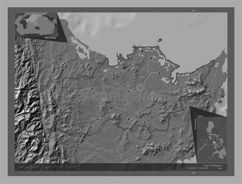 Capiz Philippines Bilevel Labelled Points Of Cities Stock