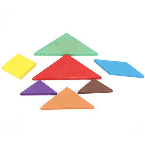 Rainbow Color Wooden Tangram Piece Puzzle Brain Teaser Puzzle