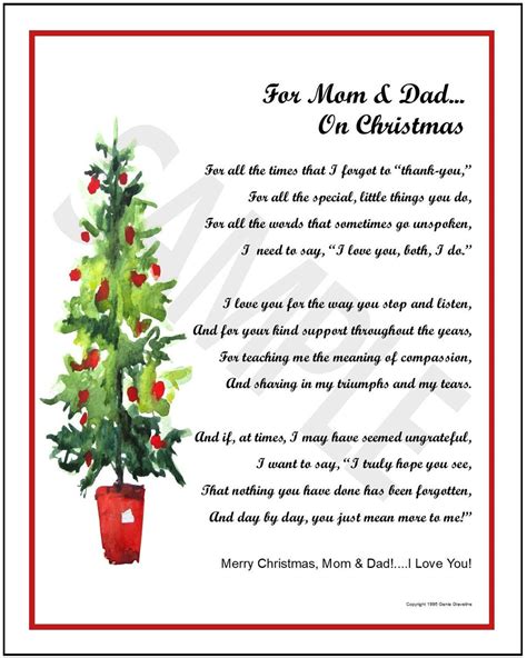 Poem for Mom Dad on Christmas, DIGITAL DOWLOAD, Christmas Verse for Parents, Parents Christmas ...