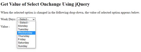 JQuery Get Value Of Select OnChange