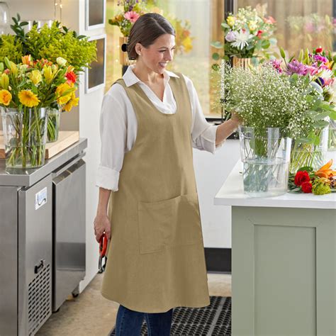 Acopa Ashville Sage Linen Smock Bib Apron With 2 Pockets 37 X 43