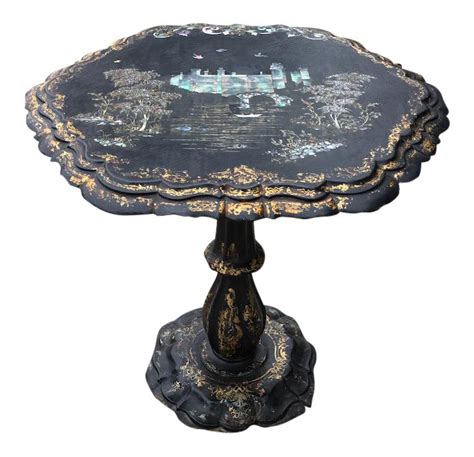 Victorian Papier Mache Mother Of Pearl Table Victorian Hand