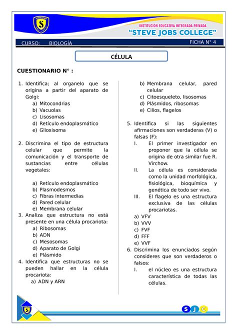 Celula Preguntas C Lula Cuestionario N Identifica Al Organelo Que