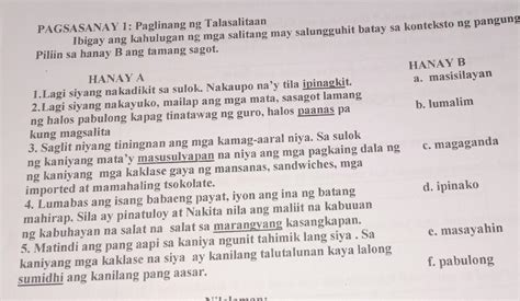 Talasalitaan Ibigay Ang Kahulugan Ng Salitang May Salungguhit Sa Bawat