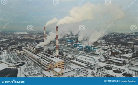 Plant Pipes Pollute Atmosphere Industrial Factory Pollution Stock