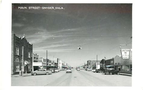 Main Street Snyder Oklahoma Ok Rppc United Super Market Old Cars