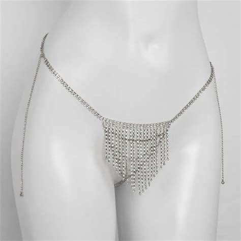 Custom Rhinestone Women Underwear Belly Crystal Sexy Ass Cross Bra Thongs Body Chain Buy