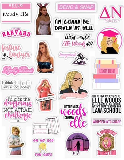 Legally Blonde Stickers Legally Blonde Elle Woods Stickers Packs