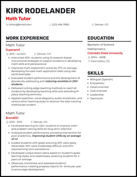 3 Math Tutor Resume Examples Proven To Work In 2024