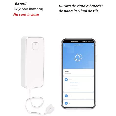 Senzor De Inundatie Smart Aplicatie Tuya Smartlife Wi Fi Model Bg