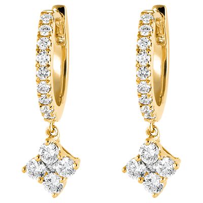 Boucles d oreilles Créoles semi pavées Fraîcheur Dina or jaune 18