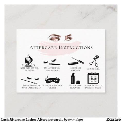 Lash Aftercare Lashes Aftercare Card Marble Zazzle Lashes