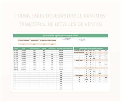 Plantilla De Excel Formulario De Registro De Resumen Trimestral De