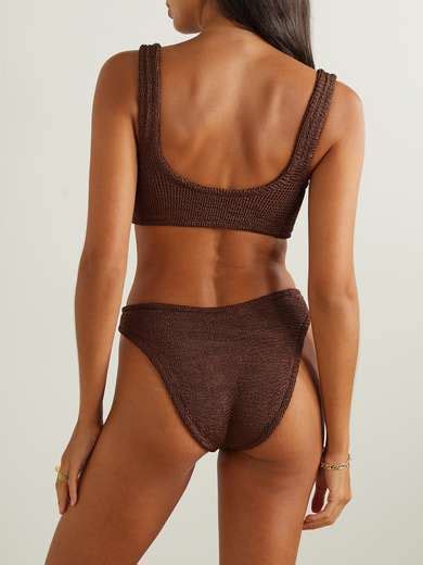 HUNZA G Hallie Metallic Seersucker Bikini NET A PORTER