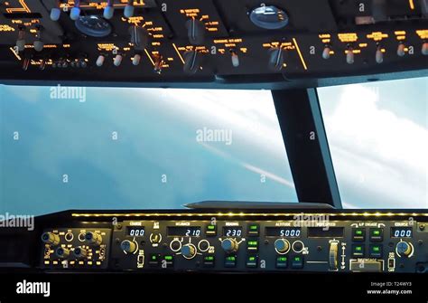 Cockpit Of A Boeing 737 Flight Simulator In Moenchengladbach Germany