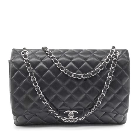 Sac Grand Classique Maxi Jumbo En Cuir Dagneau Noir