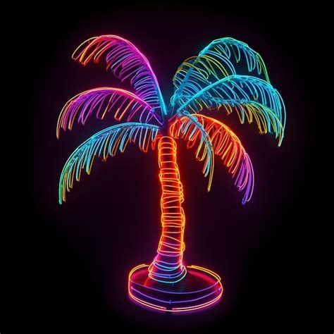 Premium AI Image | A Neon Lights Palm Tree