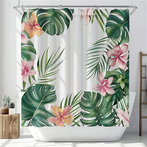 Tropical Rainforest Shower Curtain Floral Design For Bathroom Decor